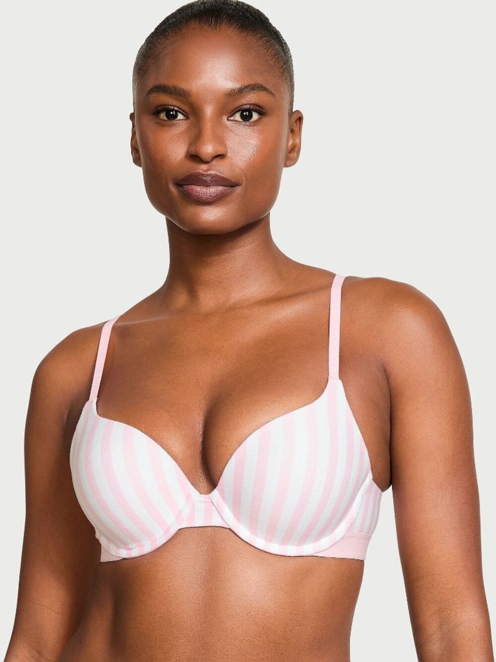 Victoria's Secret Bra 38C Signature Striped Push Up Pink White NEW